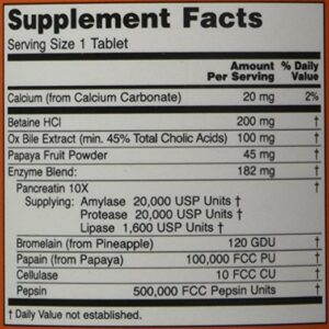 supplement facts super enzymes