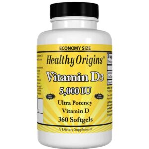 Healthy Origins Vitamin D3 5000IU 360 gels